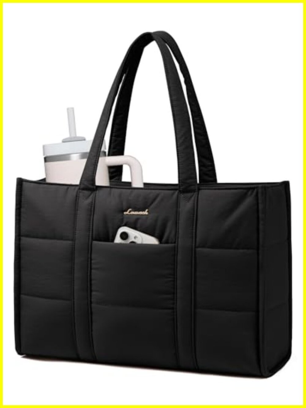 Puffer Laptop Tote Bag 15.6 Inch Lightweight Work Bag with Padded Compartment - Picture 1 of 5